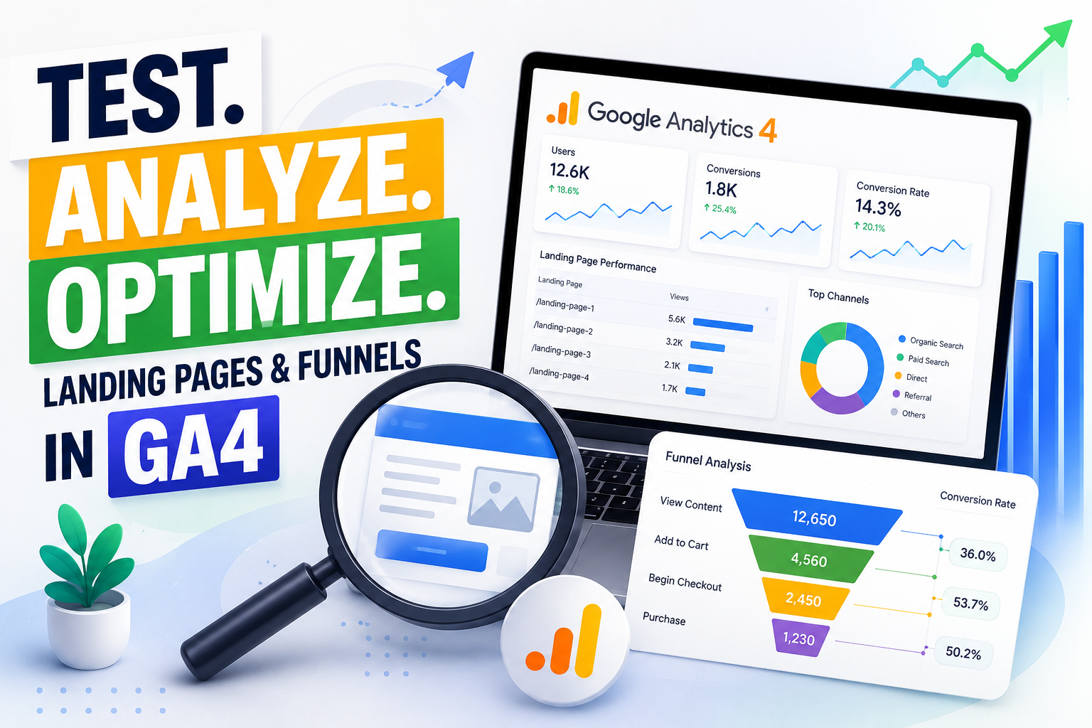 Landing page performance analytics dashboard overview